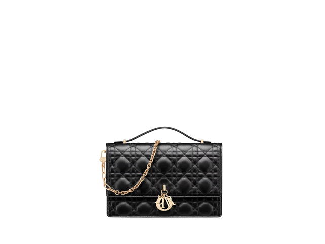 Dior Dior Miss Dior Top Handle Bag In Black Cannage Lambskin With Gold-Finish Metal Hardware - view 1