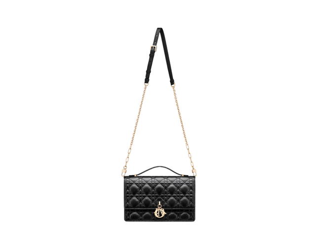 Dior Dior Miss Dior Top Handle Bag In Black Cannage Lambskin With Gold-Finish Metal Hardware - view 3