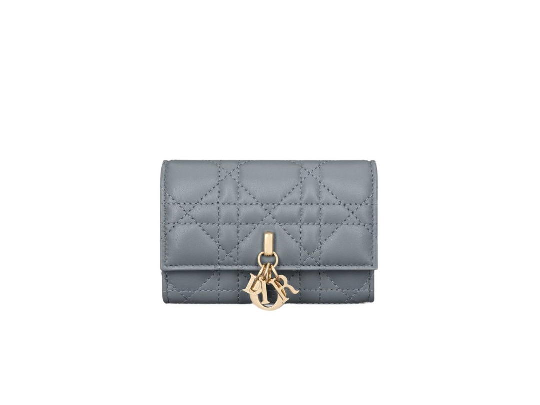 Dior Dior Miss Dior XS Wallet In Cloud Blue Cannage Lambskin