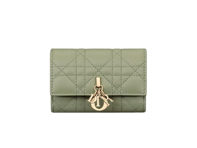 Dior Dior Miss Dior XS Wallet In Pastel Peyote Green Cannage Lambskin - view 1