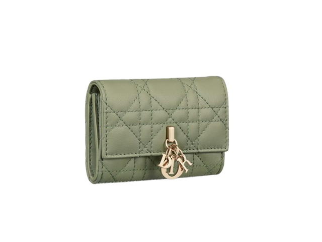 Dior Dior Miss Dior XS Wallet In Pastel Peyote Green Cannage Lambskin - view 2