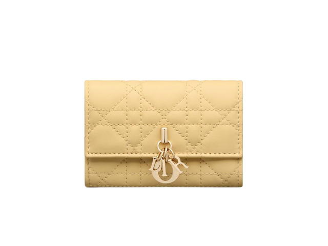 Dior Dior Miss Dior XS Wallet In Pastel Yellow Cannage Lambskin - view 1