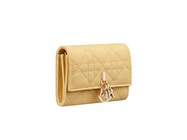 Dior Dior Miss Dior XS Wallet In Pastel Yellow Cannage Lambskin - view 2
