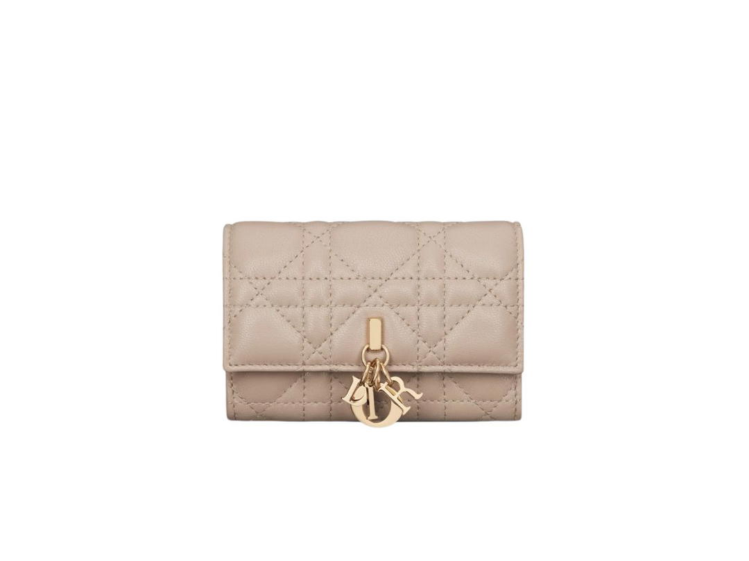 Dior Dior Miss Dior XS Wallet In Powder Beige Cannage Lambskin