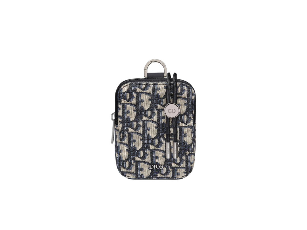 Dior Dior Nano D-Touch Vertical Pouch In Oblique Jacquard With Ruthenium-finish Brass Beige Black