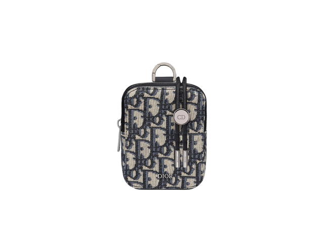 Dior Dior Nano D-Touch Vertical Pouch In Oblique Jacquard With Ruthenium-finish Brass Beige Black - view 1