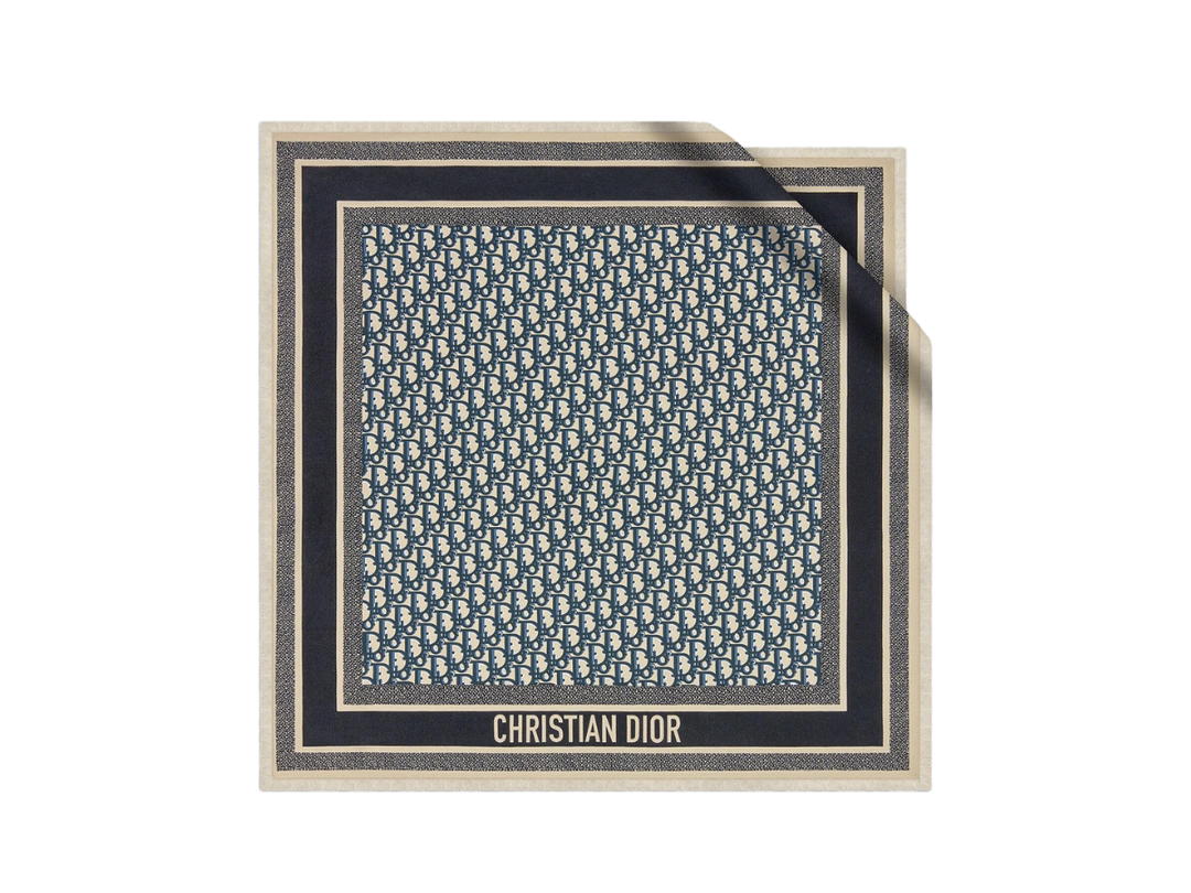 Dior Dior Oblique Diortwin 70 Square Scarf In Navy Blue With CHRISTIAN Dior signature