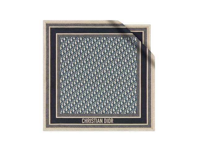 Dior Dior Oblique Diortwin 70 Square Scarf In Navy Blue With CHRISTIAN Dior signature - view 1