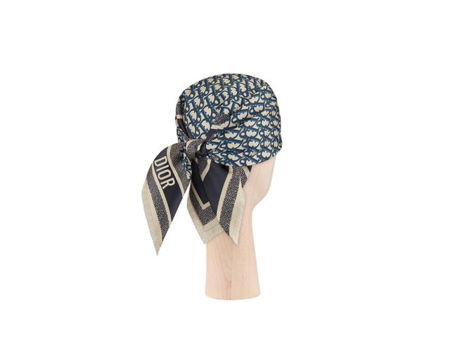 Dior Dior Oblique Diortwin 70 Square Scarf In Navy Blue With CHRISTIAN Dior signature - view 3