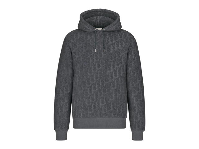 Dior Dior Oblique Hooded Sweatshirt Relaxed Fit In Cotton Jacquard Autumn Gray - view 1