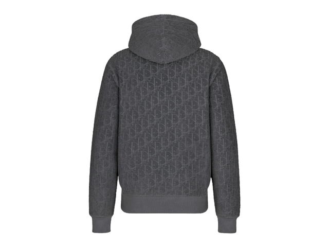 Dior Dior Oblique Hooded Sweatshirt Relaxed Fit In Cotton Jacquard Autumn Gray - view 2
