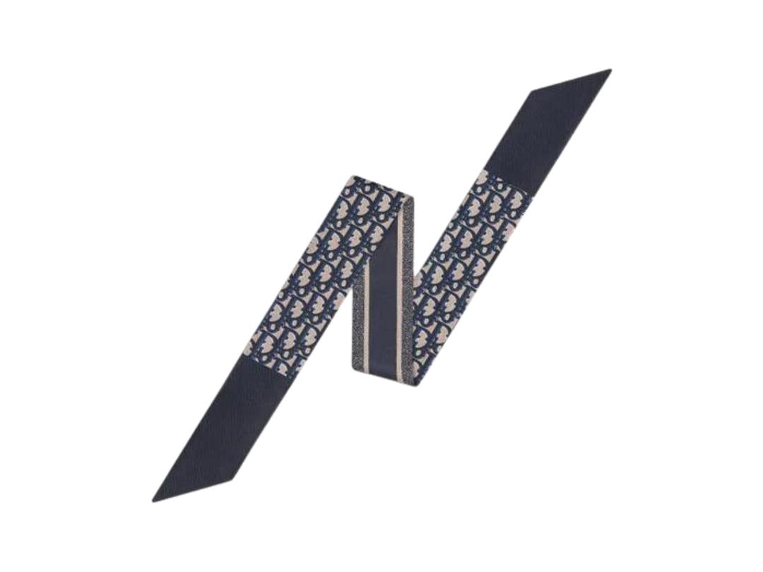 Dior Dior Oblique Mitzah Scarf Silk Twill In Navy Blue