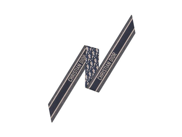 Dior Dior Oblique Mitzah Scarf Silk Twill In Navy Blue - view 2