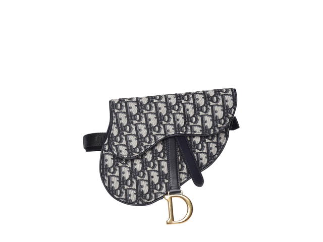 Dior Dior Oblique Saddle Belt Bag In Blue Dior Oblique Jacquard With Metallic D - view 1