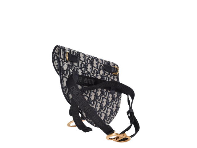 Dior Dior Oblique Saddle Belt Bag In Blue Dior Oblique Jacquard With Metallic D - view 2