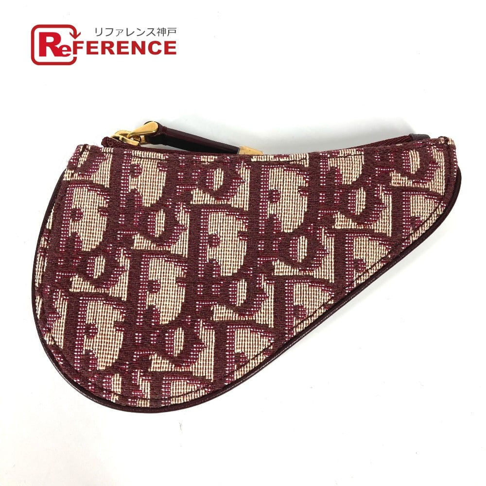Dior Dior Oblique saddle Wallet Coin Compartment coin purse Canvas/Leather wine-red