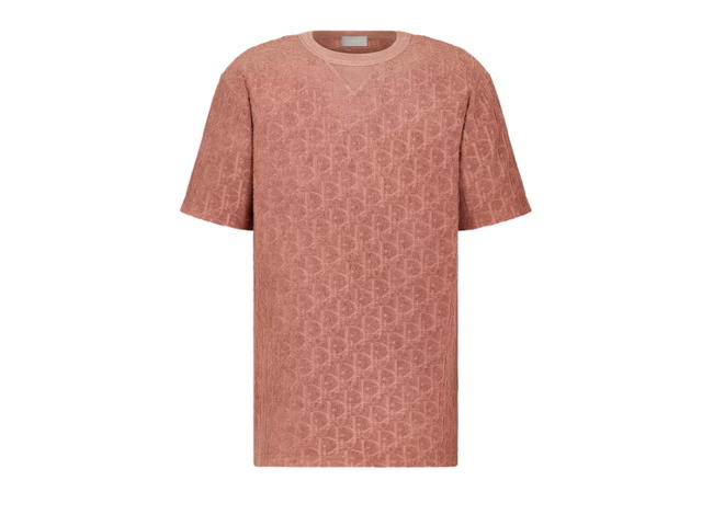 Dior Dior Oblique T-Shirt Relaxed Fit In Terry Cotton Jacquard Pink - view 1