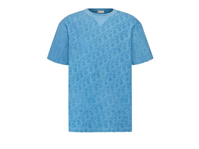 Dior Dior Oblique T-Shirt Relaxed Fit In Terry Cotton Jacquard Blue - view 1
