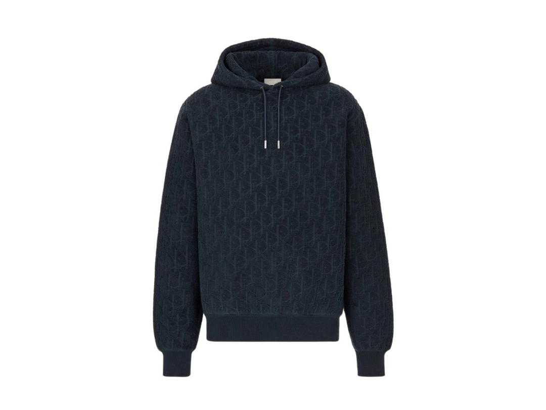 Dior Dior Oversized Hooded Sweatshirt With Dior Oblique Motif Navy Blue