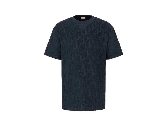 Dior Dior Oblique T-Shirt Relaxed Fit In Terry Cotton Jacquard Navy Blue - view 1