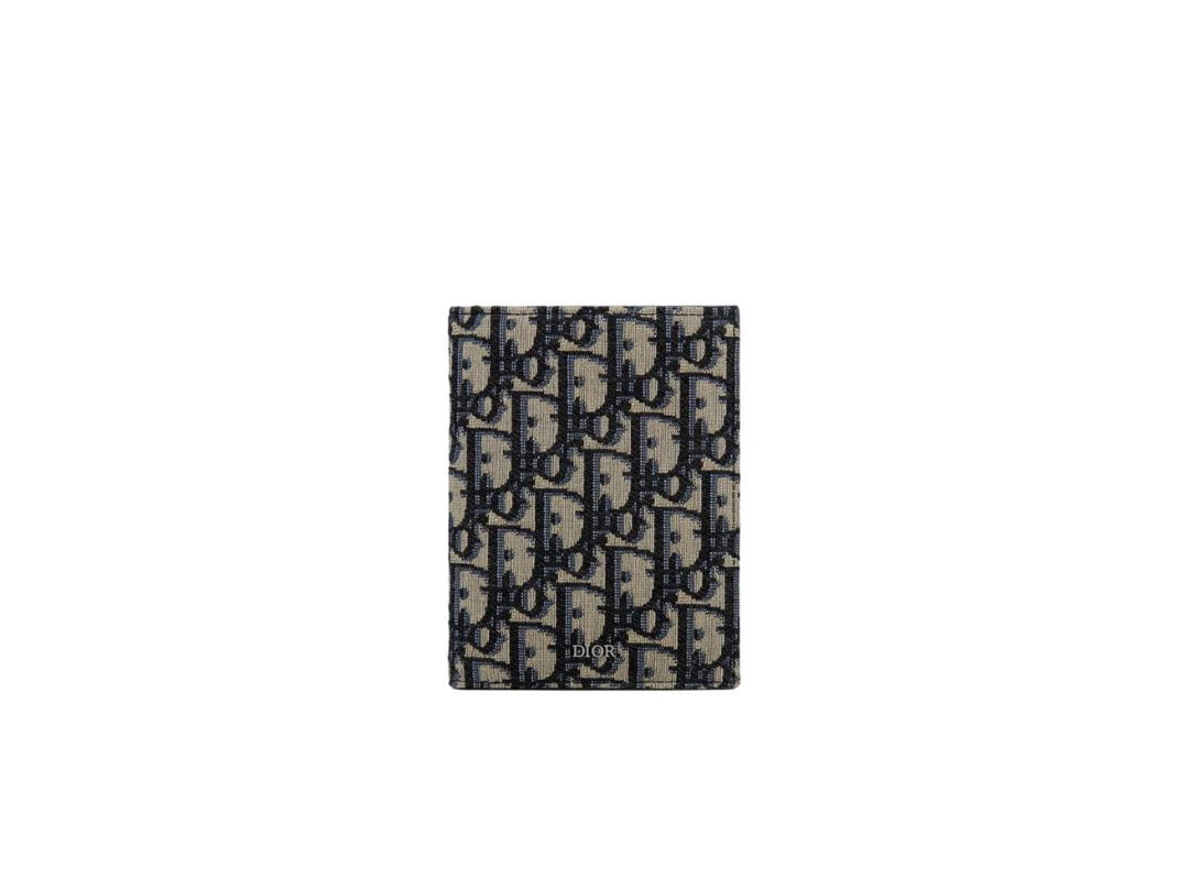 Dior Dior Passport Cover In Beige And Black Dior Oblique Jacquard