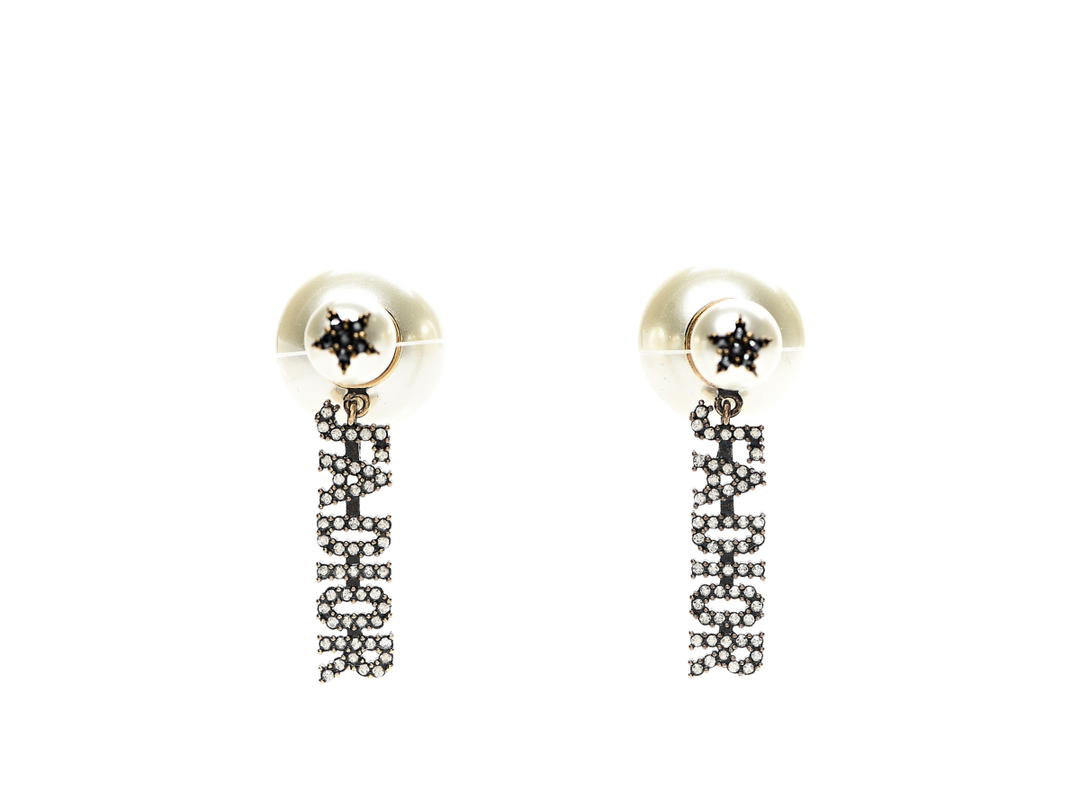 Dior Dior Pearl Crystal Earrings In J'A Dior With Gold Hardware