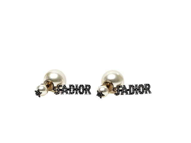 Dior Dior Pearl Crystal Earrings In J'A Dior With Gold Hardware - view 2