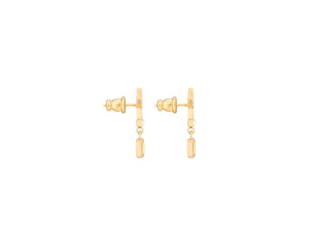 Dior Dior Petit CD Earrings In Gold-Finish Metal with White Resin Pearls and Silver-Tone Crystals - view 3