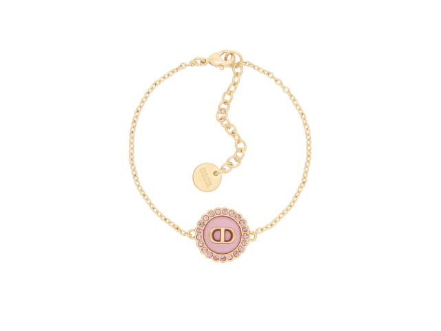 Dior Dior Petit CD Baroque Bracelet In Gold-Finish Metal-Pink Crystals And Light Pink Glass - view 1