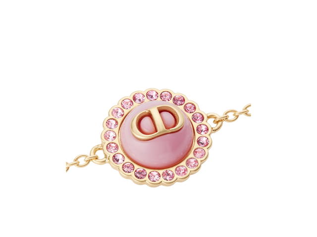 Dior Dior Petit CD Baroque Bracelet In Gold-Finish Metal-Pink Crystals And Light Pink Glass - view 2