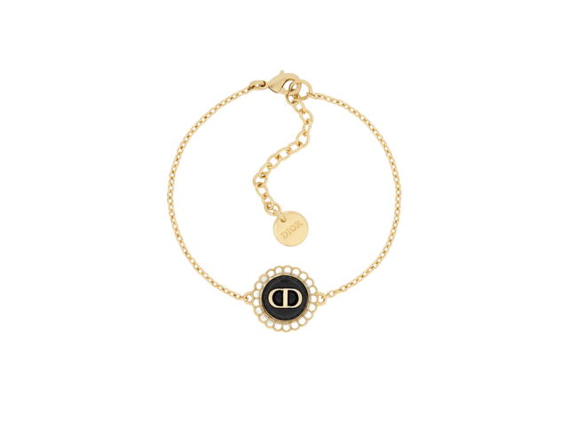Dior Dior Petit CD Baroque Bracelet In Gold-Finish Metal With White Resin Pearls And Black Glass - view 1