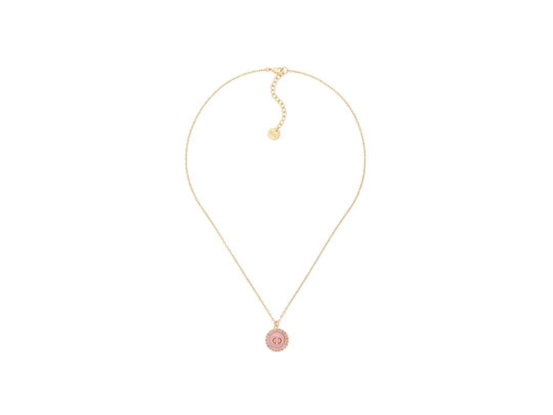Dior Dior Petit CD Baroque Necklace In Gold-Finish Metal-Pink Crystals And Light Pink Glass