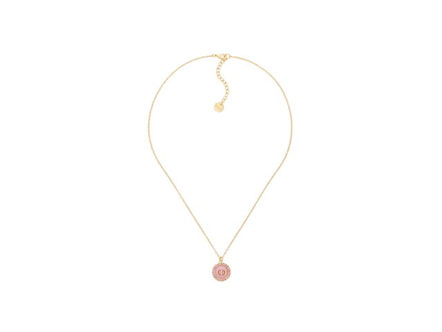 Dior Dior Petit CD Baroque Necklace In Gold-Finish Metal-Pink Crystals And Light Pink Glass - view 1