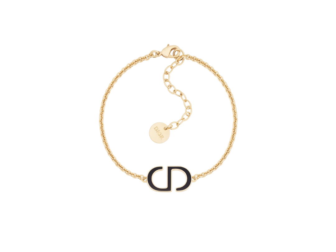 Dior Dior Petit CD Bracelet In CD Signature Gold-Finish Metal and Black Lacquer