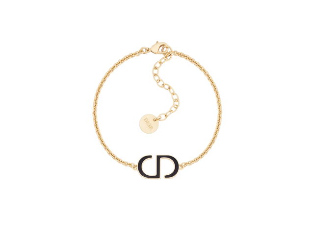 Dior Dior Petit CD Bracelet In CD Signature Gold-Finish Metal and Black Lacquer - view 1