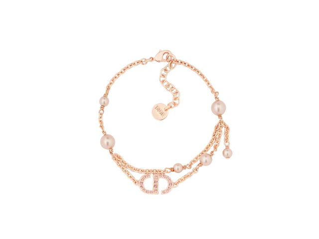 Dior Dior Petit CD Bracelet In CD Signature Pink-finish Metal With Pink Resin Pearls And Crystals - view 1