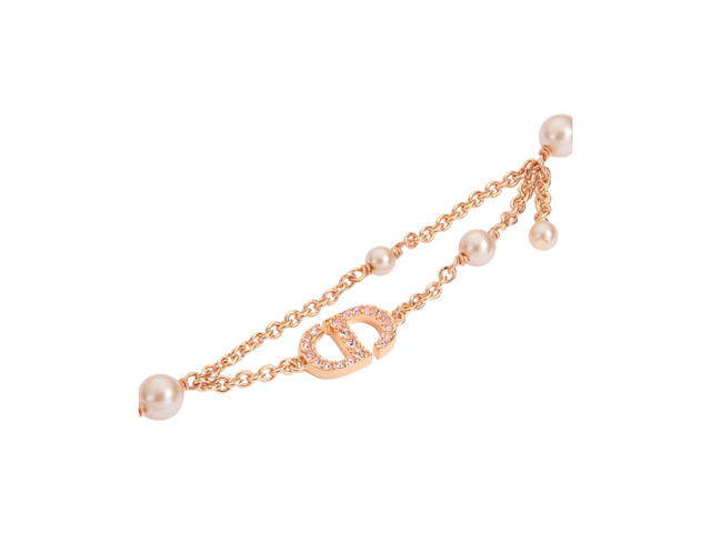 Dior Dior Petit CD Bracelet In CD Signature Pink-finish Metal With Pink Resin Pearls And Crystals - view 2