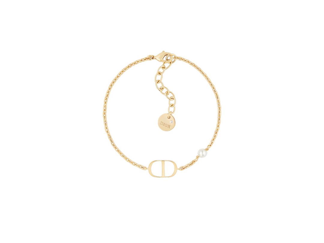 Dior Dior Petit CD Bracelet In Gold-Finish Metal With A White Resin Pearl