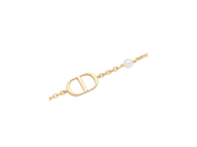 Dior Dior Petit CD Bracelet In Gold-Finish Metal With A White Resin Pearl - view 2