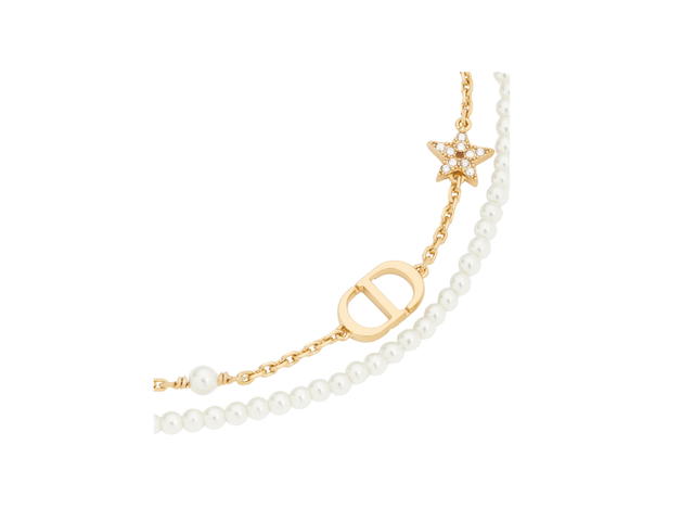 Dior Dior Petit CD Bracelet In Gold-Finish Metal With White Resin Pearls And Silver-Tone Crystals - view 2