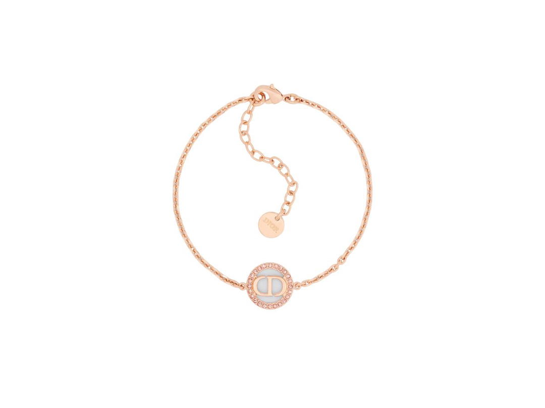 Dior Dior Petit CD Bracelet In Pink-Finish Metal And White Crystals