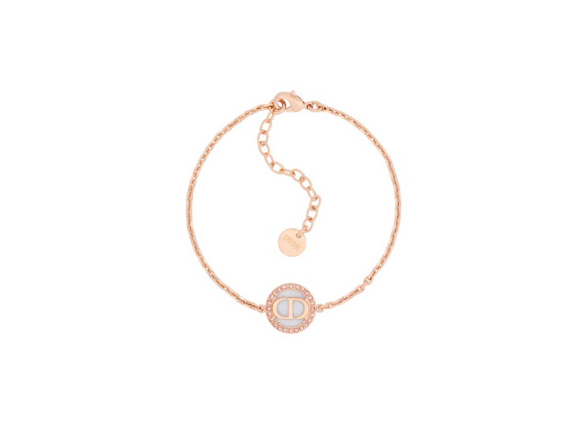 Dior Dior Petit CD Bracelet In Pink-Finish Metal And White Crystals