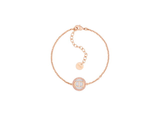 Dior Dior Petit CD Bracelet In Pink-Finish Metal And White Crystals - view 1