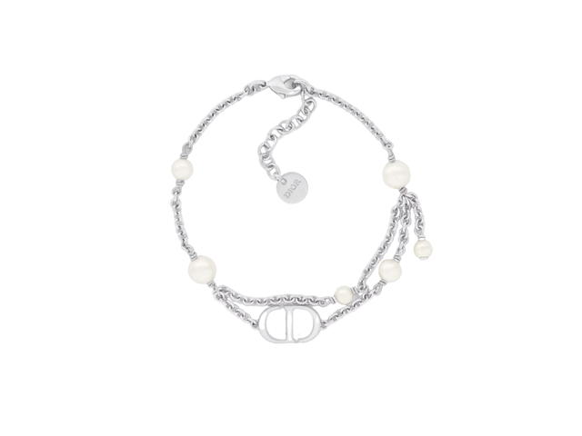 Dior Dior Petit CD Bracelet In Silver-Finish Metal With White Resin Pearls - view 1