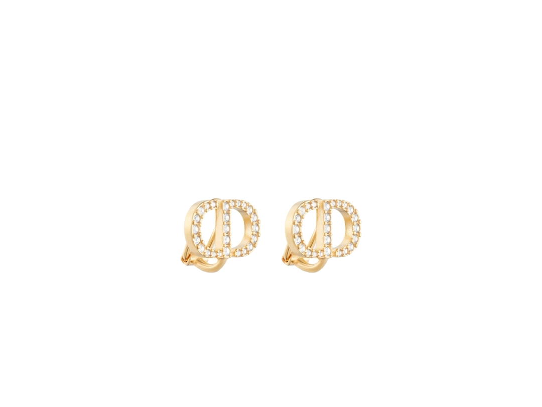 Dior Dior Petit CD Clip-On Stud Earrings In Gold-Finish Metal And Silver-Tone Crystals