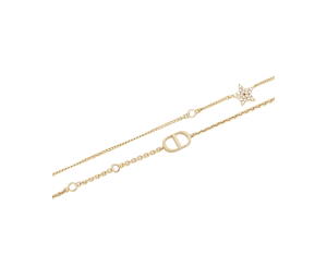 Buy Dior Petit CD Double Necklace In CD Signature Gold-Finish Metal And White Crystals at Sasom – Authentic and Ready to Ship