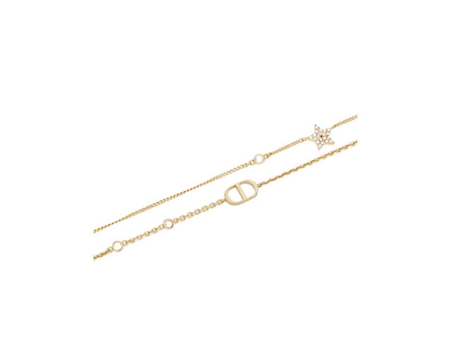Dior Dior Petit CD Double Necklace In CD Signature Gold-Finish Metal And White Crystals - view 2