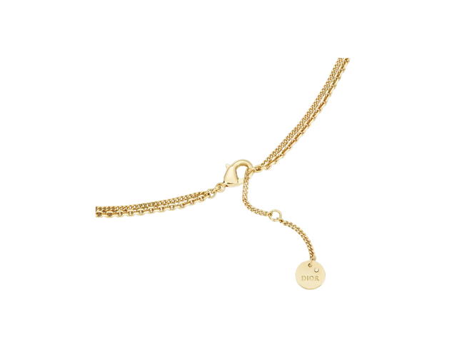 Dior Dior Petit CD Double Necklace In CD Signature Gold-Finish Metal And White Crystals - view 3