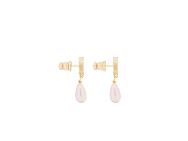 Dior Dior Petit CD Earrings In Gold-Finish Metal and Iridescent Pink Resin Pearls - view 3
