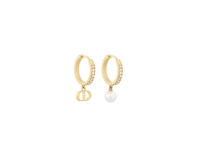 Dior Dior Petit CD Earrings In Gold-Finish Metal And Silver-Tone Crystals - view 3